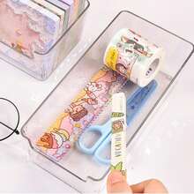 1入組透明桌面文具收納盒，便條紙和化妝品收納盒 - 彩色 - 查看 4