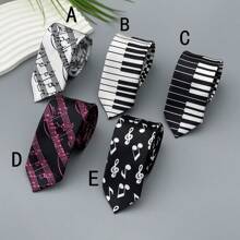 1pc Men's 5cm Music Note Print Handmade Necktie, Father's Day Gift, Stylish TieMen Necktie - Multicolor - View 8