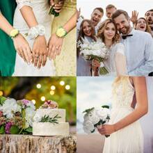 Hoa giả 7/12/17/22/27/32 chiếc Hoa hồng giả xốp ngà voi trông giống thật có thân dùng để tự làm hoa cưới, đồ trang trí trung tâm tiệc cô dâu, sắp xếp bàn tiệc, đồ trang trí, bao bì túi OPP (không bao gồm hộp), ngày lễ tình nhân, quà tặng - trắng - Xem 8