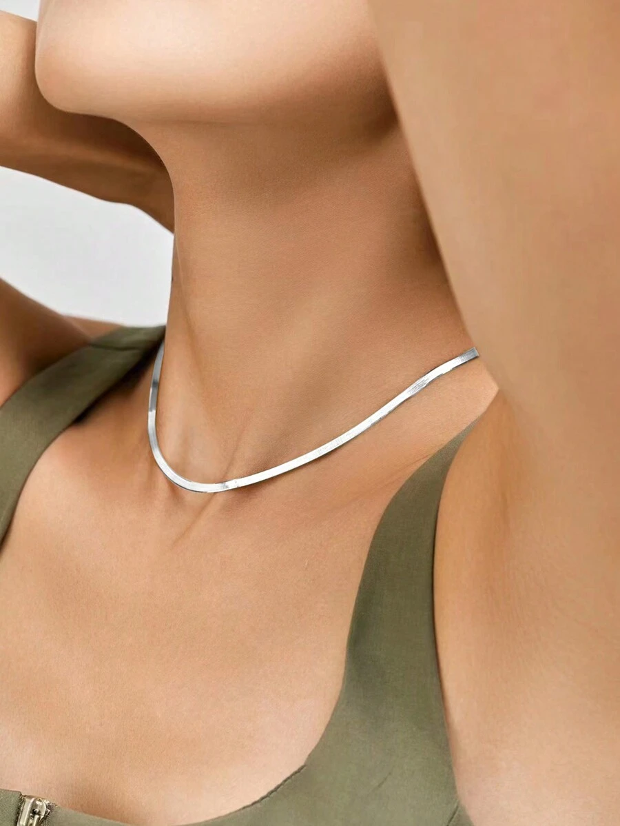 Nooxian Minimalist Chain Necklace - Silver - View 1