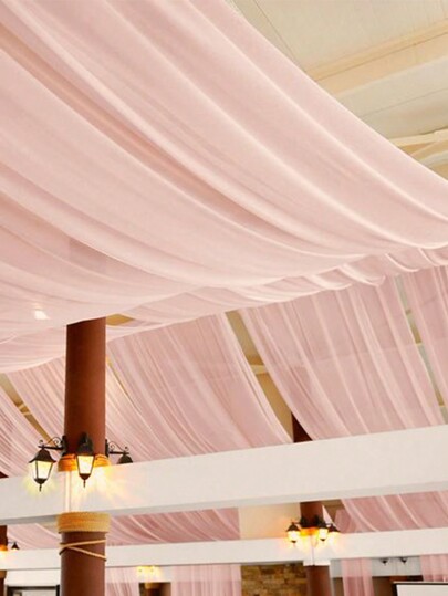 1 szt. Różowa tkanina na zasłony w kształcie łuku weselnego 160*300 cm/500 cm/1000 cm, przezroczysta gaza Tkanina do dekoracji tła weselnego, Dekoracja w kształcie łuku weselnego Przezroczyste tło weselne, Dekoracja wisząca na suficie, Nadaje się na baby shower, przyjęcie urodzinowe chłopca lub dziewczynki, wesele, dekorację wnętrz, Nadaje się do dekoracji sufitu na ceremonię przyjęcia