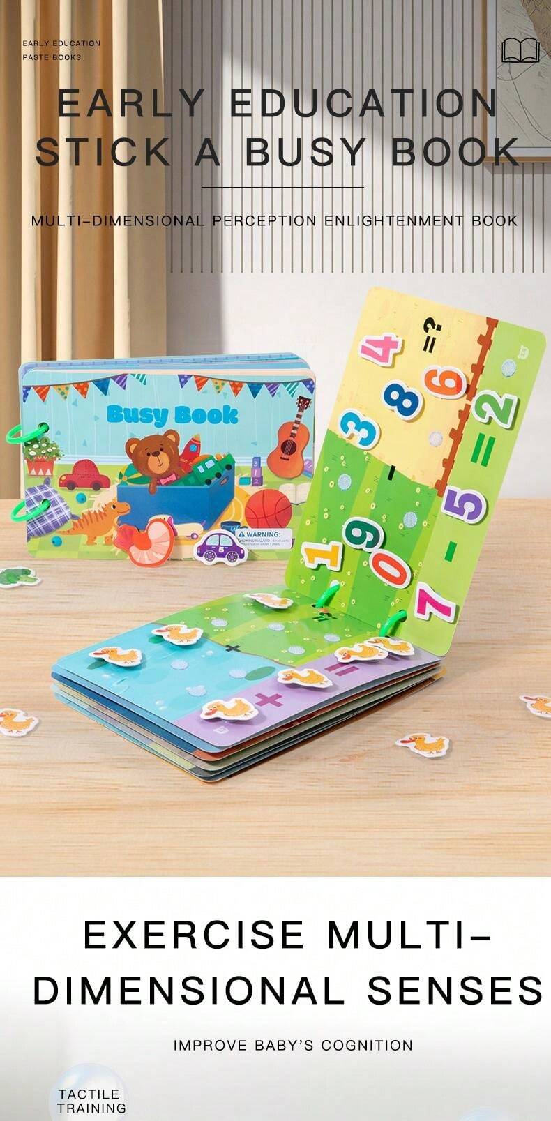 Montessori Quiet Book PreSchool Learning Activity Book Sensory Toy