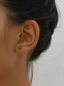 2pcs Fashionable Lovely Flower Shaped Ear Studs Women Piercing Earrings Jewelry Valentines - Multicolor - View 2