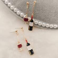2pcs Mini Creative Red Wine Bottle Earrings Women Fun Food Jewelry For Wine Lovers Gift