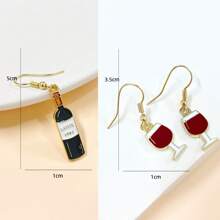 2pcs Mini Creative Red Wine Bottle Earrings Women Fun Food Jewelry For Wine Lovers Gift