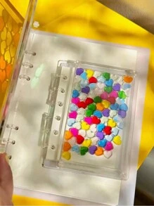 A7透明可视笔记本横线内页45页DIY手帐创意文具笔记本6孔亚克力流沙活页笔记本 - 粉色 - 查看 3