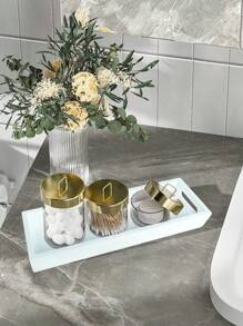 1 pieza Bandeja rectangular de madera blanca, estilo minimalista, apta para hoteles, sala de estar y comedor como regalo de Navidad - Blanco - Ver 8