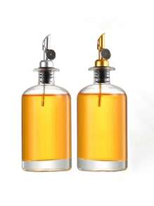 1 件玻璃重力油瓶，防漏橄榄油储存瓶，醋分配器，厨房调味料分配器，适用于烹饪、烘焙、沙拉、烧烤、厨房用品乳液瓶皂液洗手液瓶咖啡分配器免费随机贴纸橄榄油醋瓶 - 彩色 - 查看 10