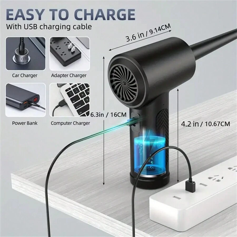 Nén Không khí Khăn lau bụi Điện lực Có thể sạc lại Không dây Không khí Không khí Đối với Làm sạch Máy tính Bàn phím Máy chụp hình Ô tô/xe hơi - màu đen - Xem 1