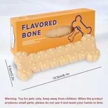 1pc Durable Puppy Keep Dog Chew Toy, Attack Chewers Resistant Dog Toy, Small Dog Indestructible Dog Bone - Peanut Butter Flavor - Yellow - View 2