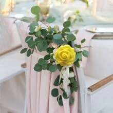 Flores artificiales 7/12/17/22/27/32 piezas Rosas de espuma de marfil con tallos que parecen reales para ramos de boda DIY, centros de mesa de duchas nupciales, arreglos y decoración de mesas de fiestas (excluye caja)