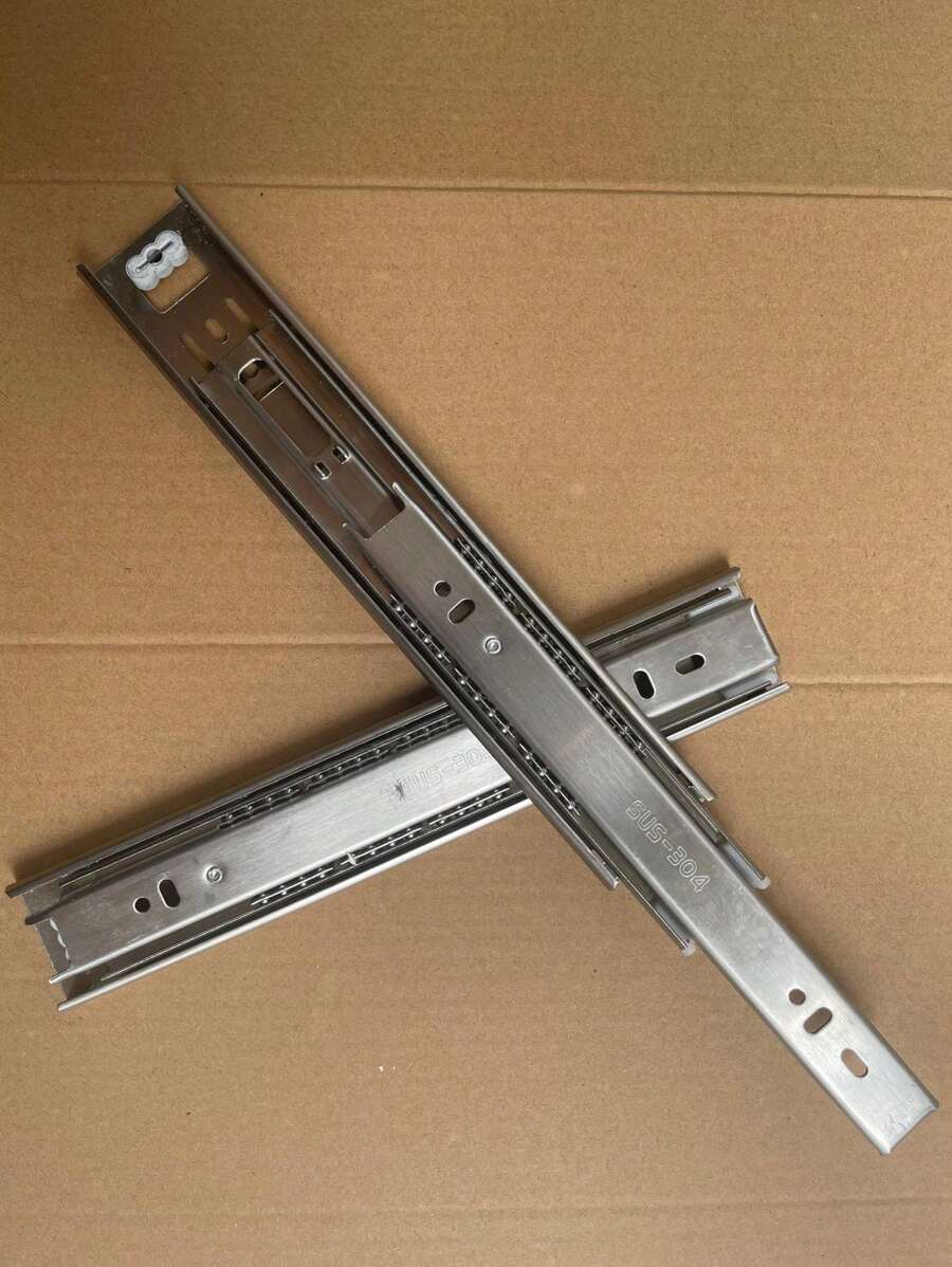 不銹鋼加厚 45mm 寬三摺抽屜軌道靜音滑動軌道抽屜滑軌 - 銀色 - 查看 1