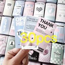 30pcs Random Simple Design Adhesive Stickers For Scrapbooking, Shopping Receipts, Thank You Notes