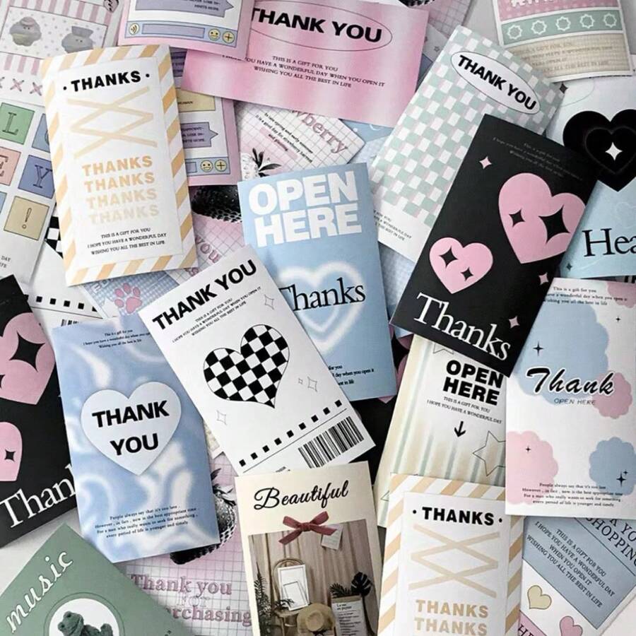 30pcs Random Simple Design Adhesive Stickers For Scrapbooking, Shopping Receipts, Thank You Notes