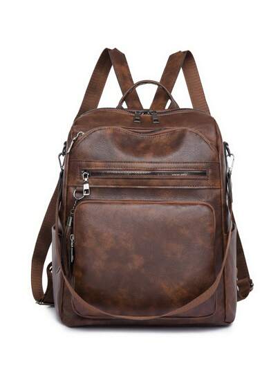 LECEY 1pc Large Capacity Fashionable And Simple Splicing Design Women Shoulder Backpack, Suitable For Daily And Travel Use, School Supplies,School Backpack,School Bag,Backpack For School,Back To School,Classic Casual, Suitable For Teen Girls Women College Students,Rookies & White-Collar Workers,Boys And Men, Perfect For Back To School,College,Work, Business, Commute