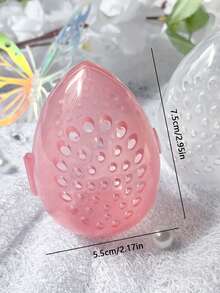2 Makeup Eggs Makeup Sponge Sponge Powder Puff Storage Cases, Clear Egg Shaped Puff Holder, Portable Travel Container - Multicolor - View 4