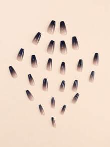 24 móng tay giả dài hình quan tài màu nude ombre đen cực dài dành cho Halloween, kèm dũa móng và 1 hộp gel làm móng. - màu đen - Xem 5