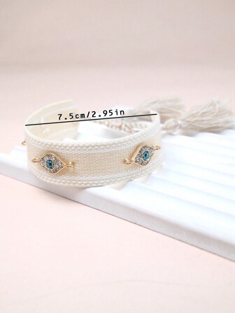 1pc Popular Creative Evil Eye Bohemian Hand Woven Bracelet, Ideal For Family, Friends, Festival Gifts And Daily Wearing
