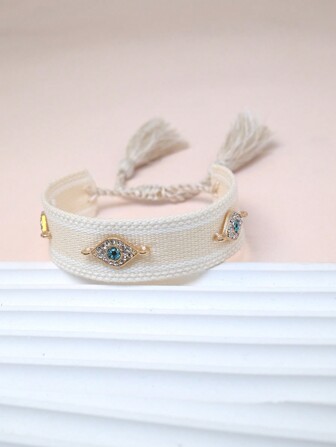 1pc Popular Creative Evil Eye Bohemian Hand Woven Bracelet, Ideal For Family, Friends, Festival Gifts And Daily Wearing