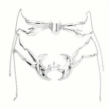 A Set Futuristic Sci-Fi Cosplay Mask - Adjustable Sexy Punk Style For Every Festival, Rave And Stage Performance - Silver - View 5