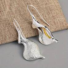 1 对复古风格仿珍珠和莲花形创意耳环，适合女士情人节、妈妈、母亲节、礼物 - 銀色 - 查看 6