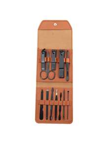 Manicure Set Pedicure Nail Clippers Set Travel Hygiene Kit Stainless Steel Professional Cutter Care Set Scissor Tweezers Knife Ear Pick Tools Grooming Kits With Leather Case