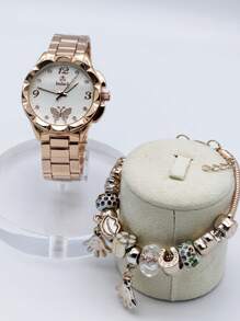 Relógio de quartzo feminino casual + pulseira