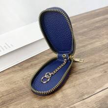 1pc Unisex PU Waterproof Keychain Holder, Large Capacity Multi-Function Key Pouch, Compact & Minimalist Design - Blue - View 4