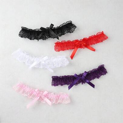 Women's Bowknot, Lace Trimmed Thigh Band Decoration For Bridal Gowns Garter Valentine's Day