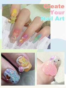 Lindo kit de arte de uñas de amor dulce con diseño de mini lollipop y decoración acrílica 3D para uñas, con colores y calcomanías llamativas, dijes para uñas, joyas para uñas y suministros para uñas DIY decoración uñas