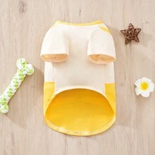 Bộ quần áo yếm thêu hình hổ cho thú cưng, phong cách quý ông. - Màu vàng - Xem 3