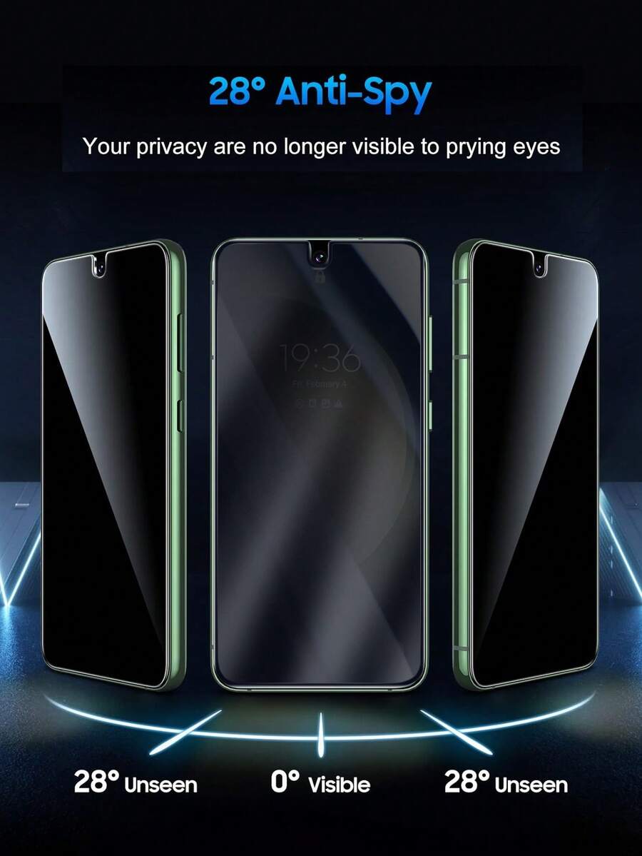 2pcs AntiSpy Tempered Glass Screen Protector With Silkscreen Black