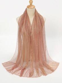 1pc Elastic Metallic Gold Thread Sheer Scarf Shawl Valentine's Day Valentines - Multicolor - View 8