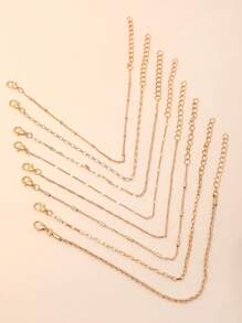 8入組簡約朋克鏈條時尚手鐲套裝，適合女性日常穿著 - 金色 - 查看 4