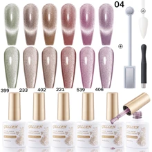 Gellen Conjunto De Esmalte Em Gel Gellen Holográfico Com Glitter E Olho De Gato Com Imã 6 Peças Conjunto De Esmalte Em Gel Uv/led Da Série Galaxy Romântica Para Manicure Diy Em Casa E Salão De Unhas Arte De Unhas