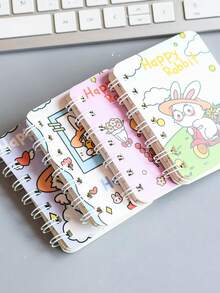 M O K A Set Of 4 A7 Coil Notebooks, 80 Pages Per Book With Horizontal Lines, Cute Small Notebooks For Students And Office Supplies, 4 Sets Sent Together. - Multicolor - View 7