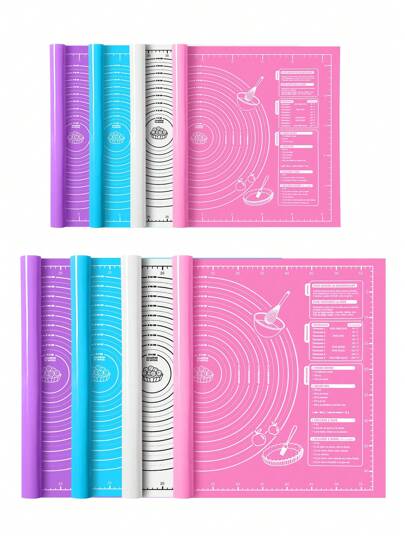 1pc Large Size Non-Stick Silicone Kneading Mat For Baking, Rolling And Kneading Dough, With Anti-Slip Surface (Available In Purple/Pink/Blue/White) Back To School