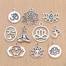 10PCS Mix Lot Antique Silver Plated Yoga Lotus Charms Pendant For Jewelry Making Necklace Earrings Bracelet DIY Findings Craft - 10Pcs Mix Lot - View 8