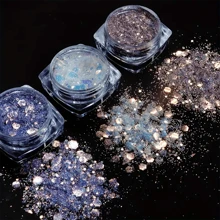 Set de 6 piezas Decoración de arte de uñas con escamas de purpurina de forma asimétrica en colores arcoiris de sirena, accesorios de arte de uñas para mujeres y niñas, que incluye molde de silicona, polvo fosforescente y relleno de resina epoxi, material de bricolaje para joyería
