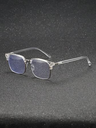 1 buc. Ochelari de metal în formă pătrată de modă pentru bărbați pentru lectură, jocuri, computer, telefon Ochelari clari, accesorii pentru ochelari împotriva oboselii ochilor