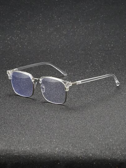 1pc Men's Fashion Square Shaped Metal Glasses For Reading, Gaming, Computer, Phone Clear Glasses Anti Eyestrain Glasses Accessories