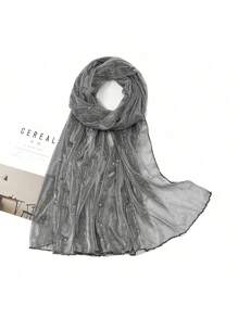 1pc Elastic Metallic Gold Thread Sheer Scarf Shawl Valentine's Day Valentines - Multicolor - View 22