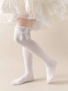 1 Par de calcetines de rejilla de diamantes de malla de red pequeña con mariposas de encaje hasta la rodilla adecuados para la vida diaria
