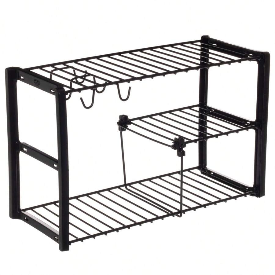 Rack Multiuso Organizador Para Armário Cozinha Xícaras e Pratos - Preto - Visão 1
