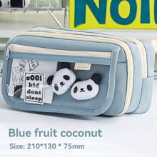 1pc Black Super-Pencil Case With Lovely Panda Pattern, Popular Stationery Box/Pen Holder For Students, Large Capacity Transparent Pencil Case/Pouch For Male Or Female Students, Highly Attractive Pencil Case For Primary And Middle School Students Back To School,Pencil Pouch,School Bag - Multicolor - View 11