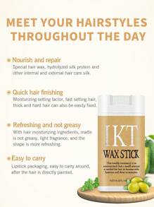 ikt 16克不油腻造型蜡棒，用于抚平毛躁碎发、假发边缘定型、打造纹理、定型、卷曲、柔顺，便携式