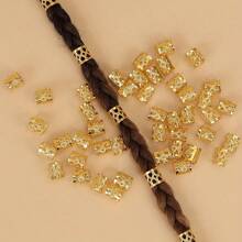 20pcs Colorful Metal Tube Ring Hair Lock Beads, Adjustable Hair Braid Rings, Sleeve Cuff Clips, Girl Hair Accessories & Styling Tools - Metal Tube - View 1