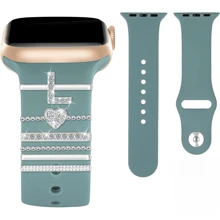 6pcs/Set Silicone Watch Band Decorative Loops For 38mm Apple Watch, Including Letter & Heart Printed Bands, Ideal Gift For Mother's Day, Father's Day And Festivals Valentines - Multicolor - View 13