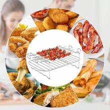 Air Fryer Double Layer Rack Set 304 Stainless Steel Multi-Purpose Air Fryer Rack With 4 Barbecue Skewers 1 Silicone Oil Brush Non-Stick Air Fryer Rack For Air Fryer - one-size - View 5