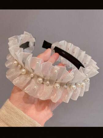 1 st. Flickans Nyhet Fransk stil Pärldetalj Enkel Nät Pannband